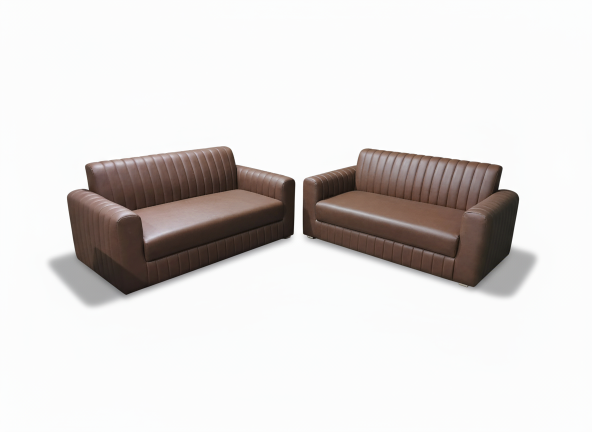 Channel-Back Leatherette Loveseat Pair