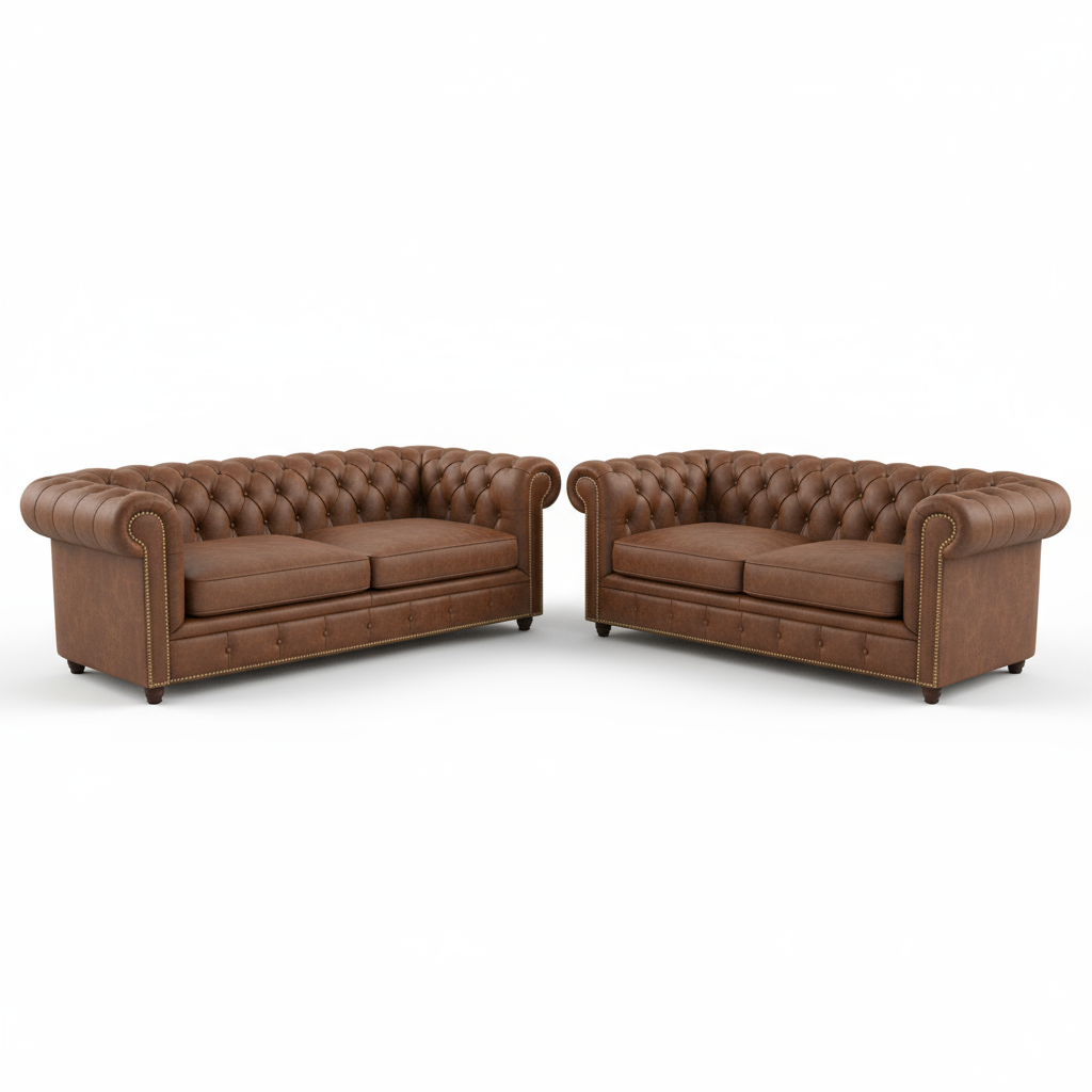 Leather Chesterfield Sofa Set