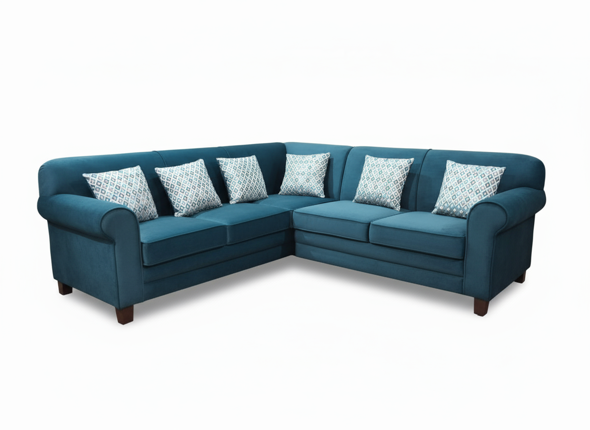 Roll-Arm L-Shaped Sectional Sofa