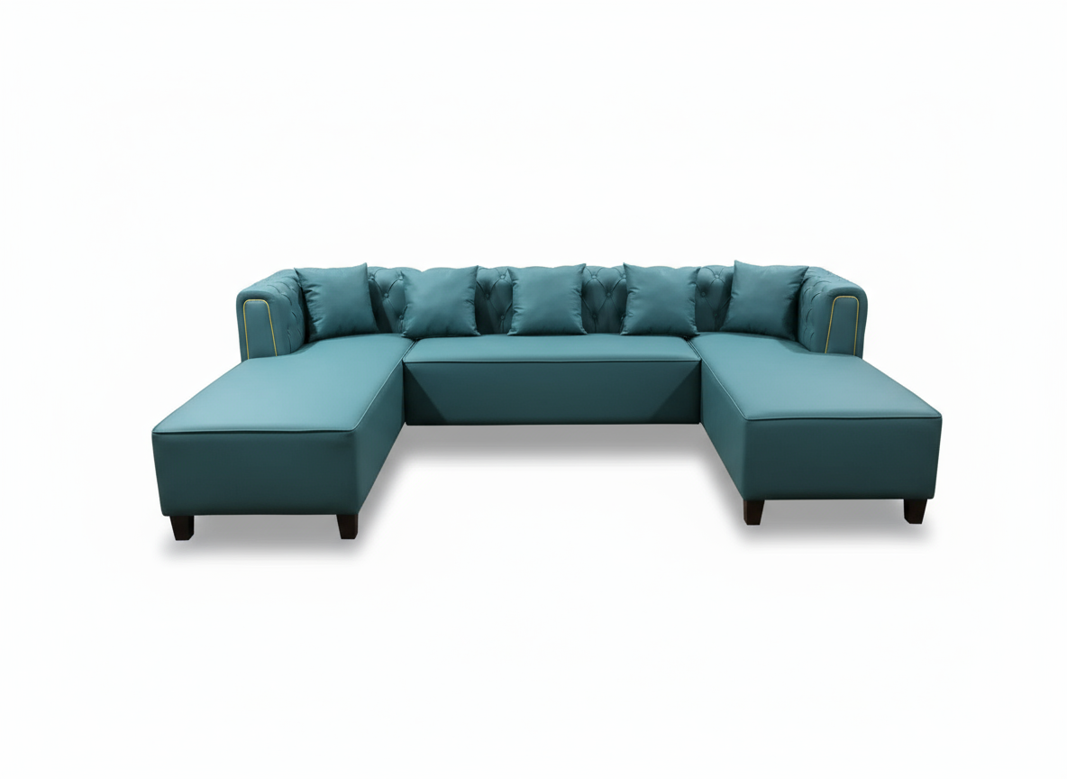 Tufted U-Shaped Sectional with Chaise Lounges